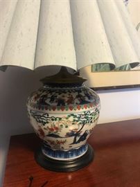 One of Pair Chinese lamps