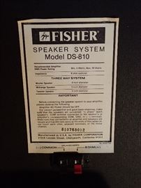 FISHER SPEAKER SYSTEM MODEL DS-810 X 2