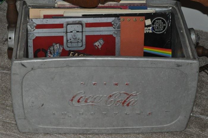 Coca-Cola lidless aluminum ice chest, vinyls