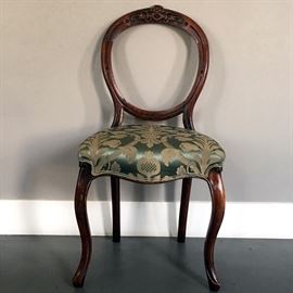 Antique Set of Two Victorian Walnut Back Dining Chairs 