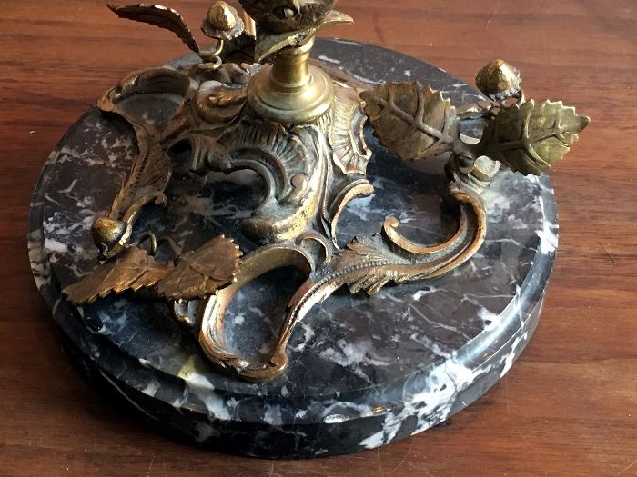 Ornate French Victorian Bronze Candelabra Set of 2