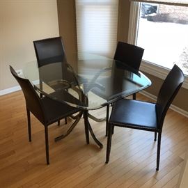  Small Glass Dining Pedestal Table set with Chairs  http://www.ctonlineauctions.com/detail.asp?id=676294