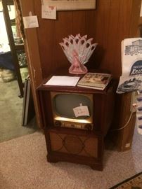 Antique TV. Peacock vase