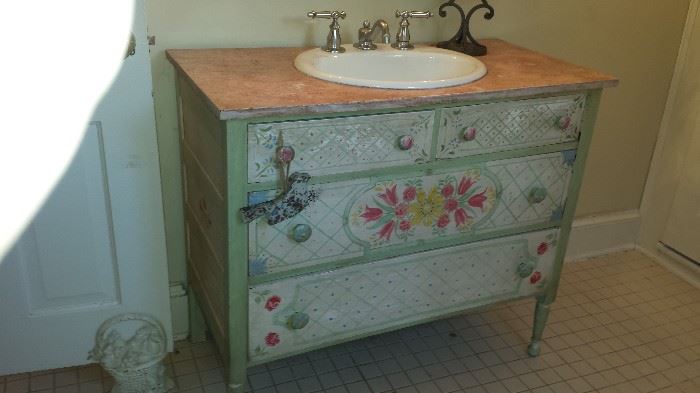 Custom Bathroom Sink with Dresser Cabinet 