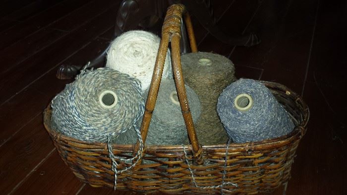 Knitting Spools & Basket 