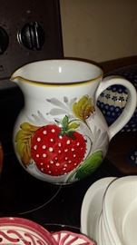 Hand Painted Strawberry Pitcher 