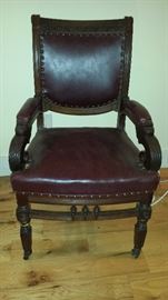 Vintage Leather & Wood Chair 