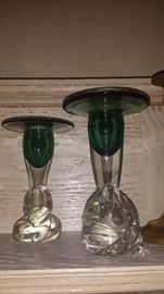 Blown Glass Candle Holders 