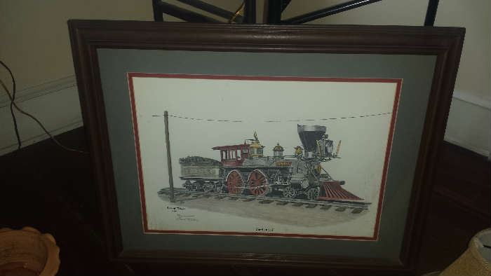 Vintage Framed Train Print 