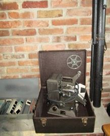 Vintage 8mm projector, vintage screen