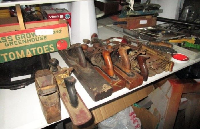 Antique planes, misc. tools