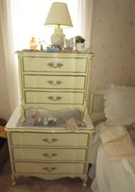French Provincial Night stand & 3 drawer chest, perform bottles, compacts, etc.