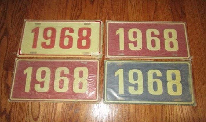 Vintage 1968 Display Licence Plates (NOS) in original paper