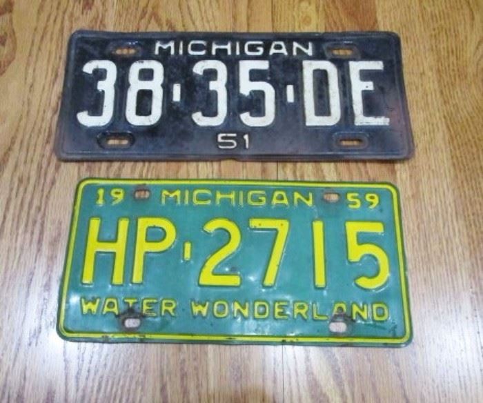 Vintage 1950's license plates