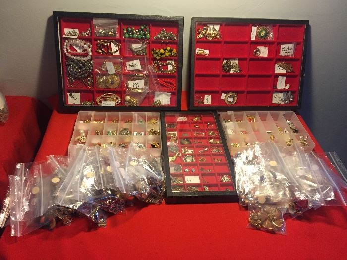 JUST SOME of the 100s of brooches & jewelry we have! We still have BOXES to look through! Come and see MORE!!