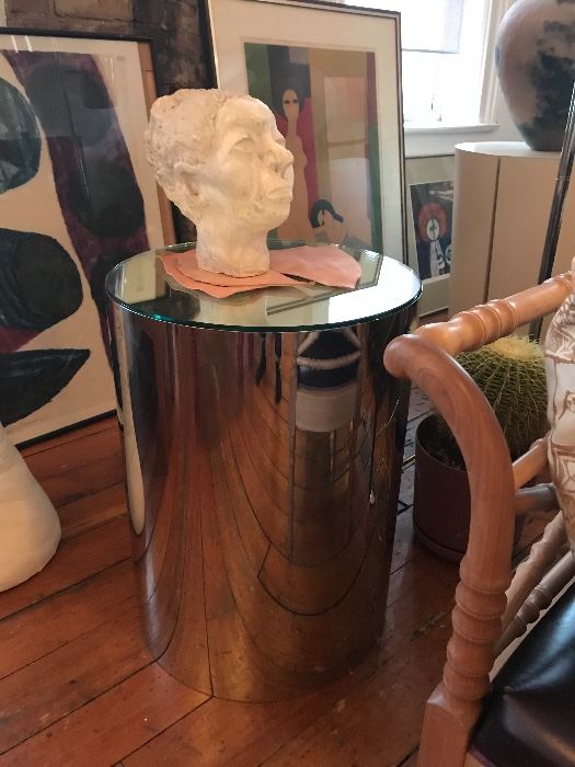 curtis jere chrome table, immaculate condition, vintage bust head, vintage mid century art