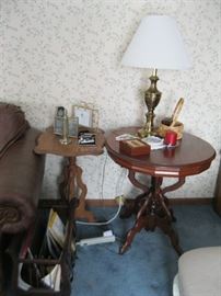 Antique Side Tables, Several Brass Lamps