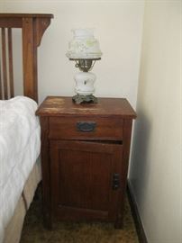 Night Stand and Vintage Lamp