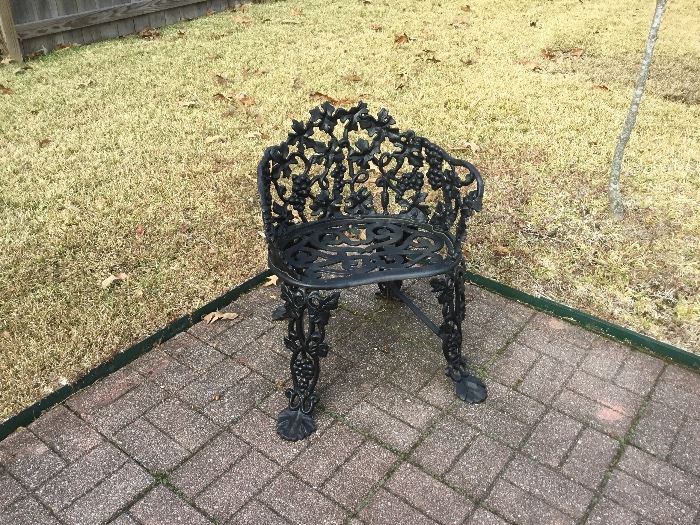 Antique black wrought iron chair (2 of these)