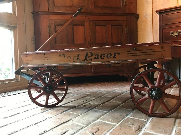 How sweet would this antique Red Racer wagon be in a little boys room!