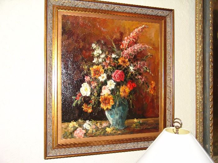 Large oil painting,  floral still life by Z. Kogmulski ?, 26 x 28 inches