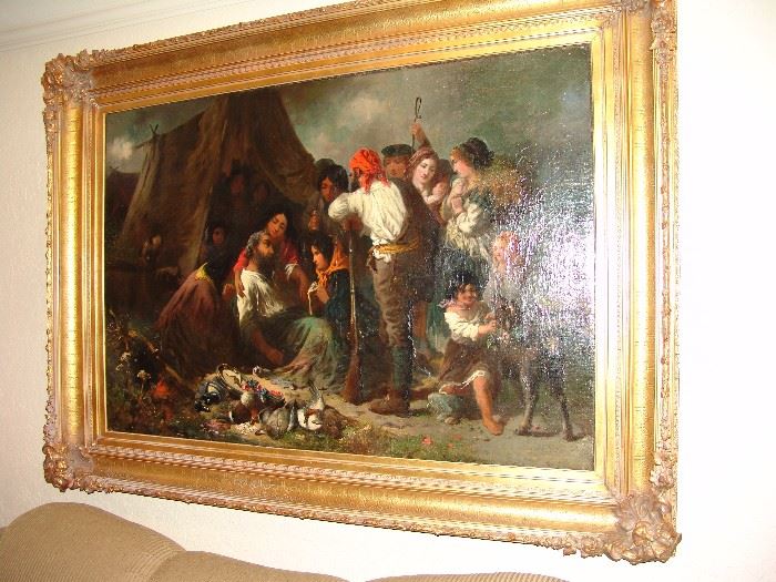 "Gypsy Camp Scene,  by William Percy,  1854-1920 , British artist,  43 inches by 64 inches