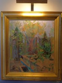 garden composition, oil on panel