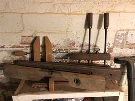 Antique Wooden levels, planes, clamps
