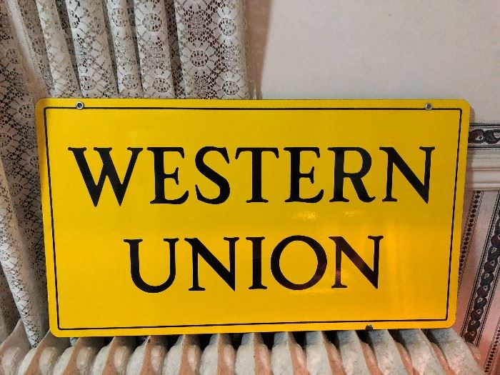 1940's Porcelain Western Union Sign