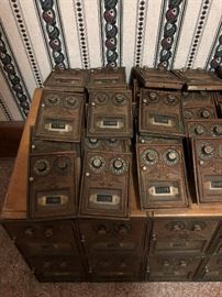 Antique Brass Double Dial USPS Box Doors
