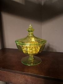 Yellow Uranium Glass Candy Dish