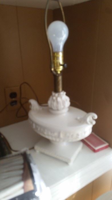 Lovely antique white porcelain lamp