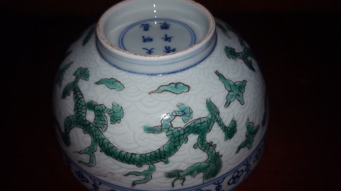 Ming Imperial Six Character Dragon Bowl