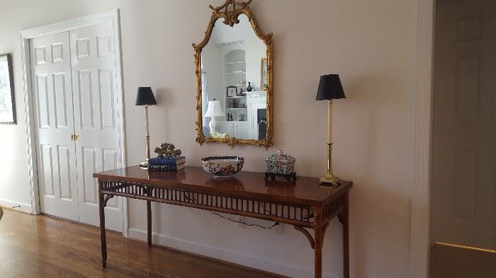 Chinese Chippendale Console Table Faux Bamboo