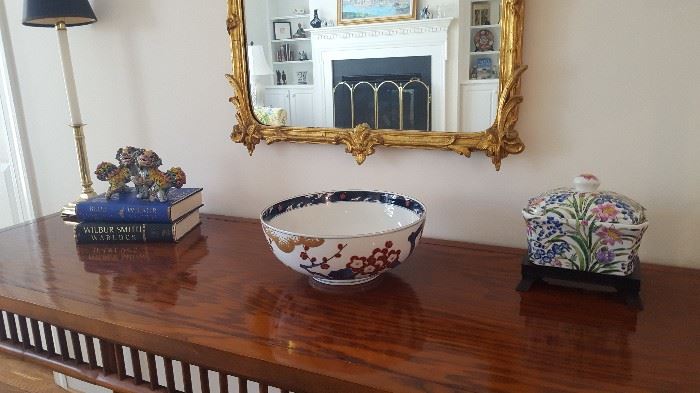 Large Royal Crown Derby Imari Bowl, Taiwanese Cochin Foo Dogs