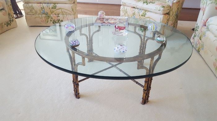 Iron & Glass Faux Bamboo Table; Part of Paper Weight collection