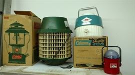 Vintage coolers, Camping equipment including a large camping stove