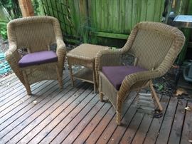 Wicker style chairs and table