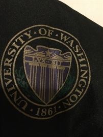 UW logo on Graduation Gown.