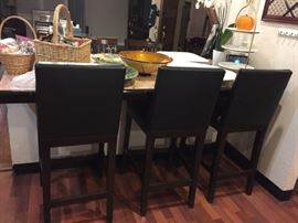 3 Faux Leather Bar Stools (Seats  require new covers, otherwise sturdy.)