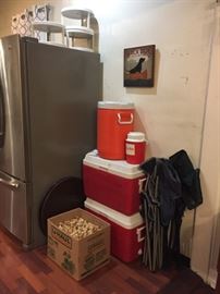 Lazy Suzannes, Box of Corks, Coolers, 2 Folding Chairs.