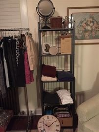 Vanity mirrors, Sweaters, Cashmere Sweater, T's, Cosmetic bags, clock. 