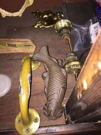 Brass Door Handle, Fish Door Knocker, Brass Drawer Pulls.