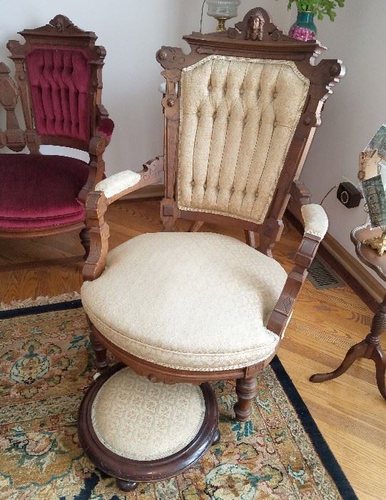 Eastlake armchair and ottoman
