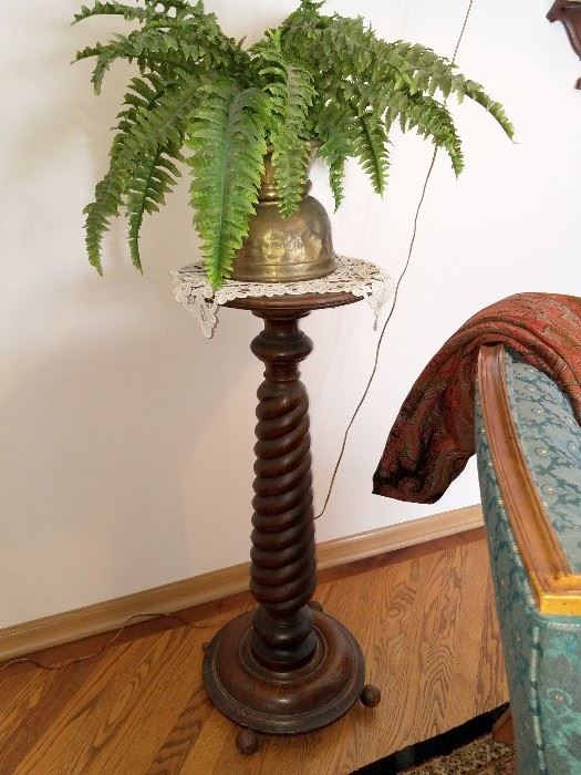 Vintage barley twist pedestal plant stand