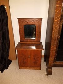 Childs antique cabinet with mirror