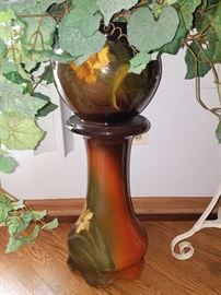 Antique floral vase on matching pedestal