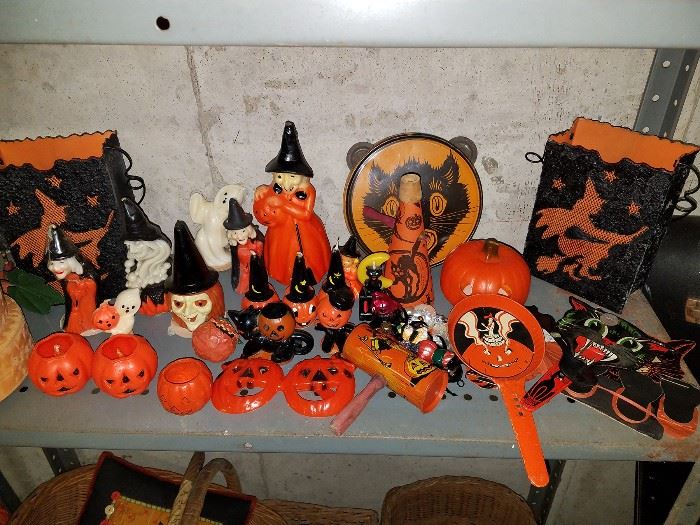 Vintage Halloween candles and collectibles (some Gurley candles)