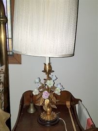 Antique floral metal sculpture lamp