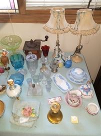 Antique victorian collectibles and lamps